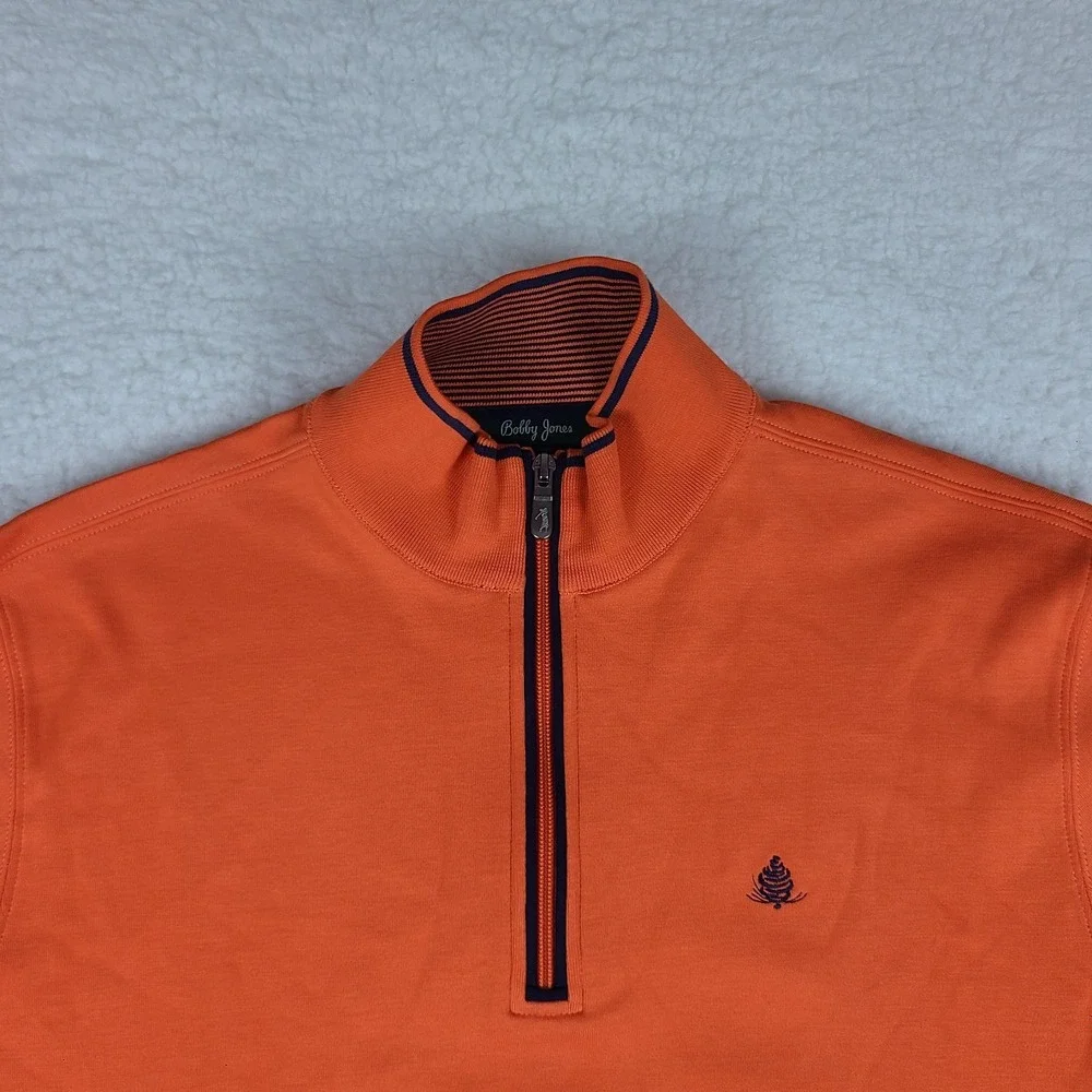 Bobby Jones Sweater Mens Large Orange‎ Solid Quarter Zip Peruvian Pima Cotton